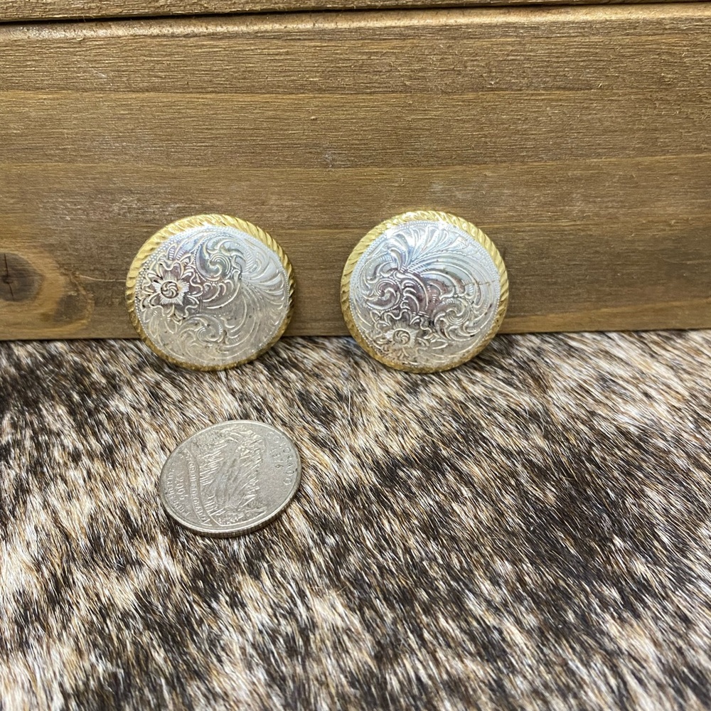 Gold and Silver Floral Engraved Montana Earrings